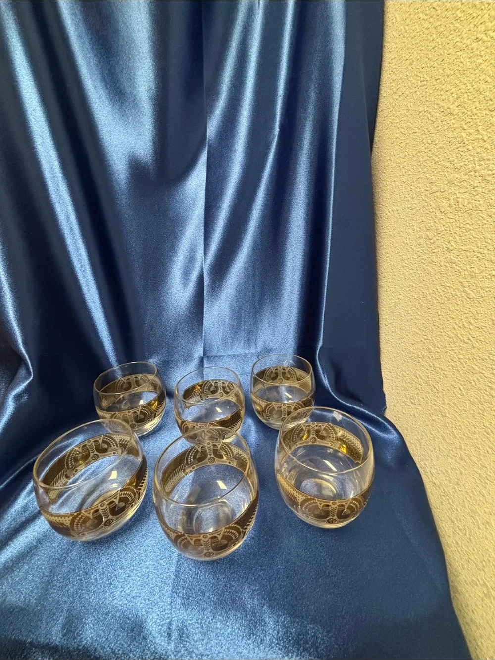 Vintage Signed George Briard Rolly Polly Glasses, 6 in set, in a bird motif